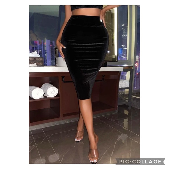 Vince Camuto Velvet Pencil Skirt - Picture 2 of 7